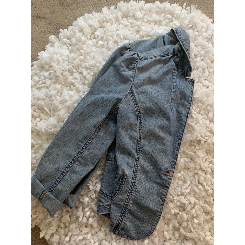 Express Ruffle Shoulder Denim Jean Jacket - Picture 3 of 3